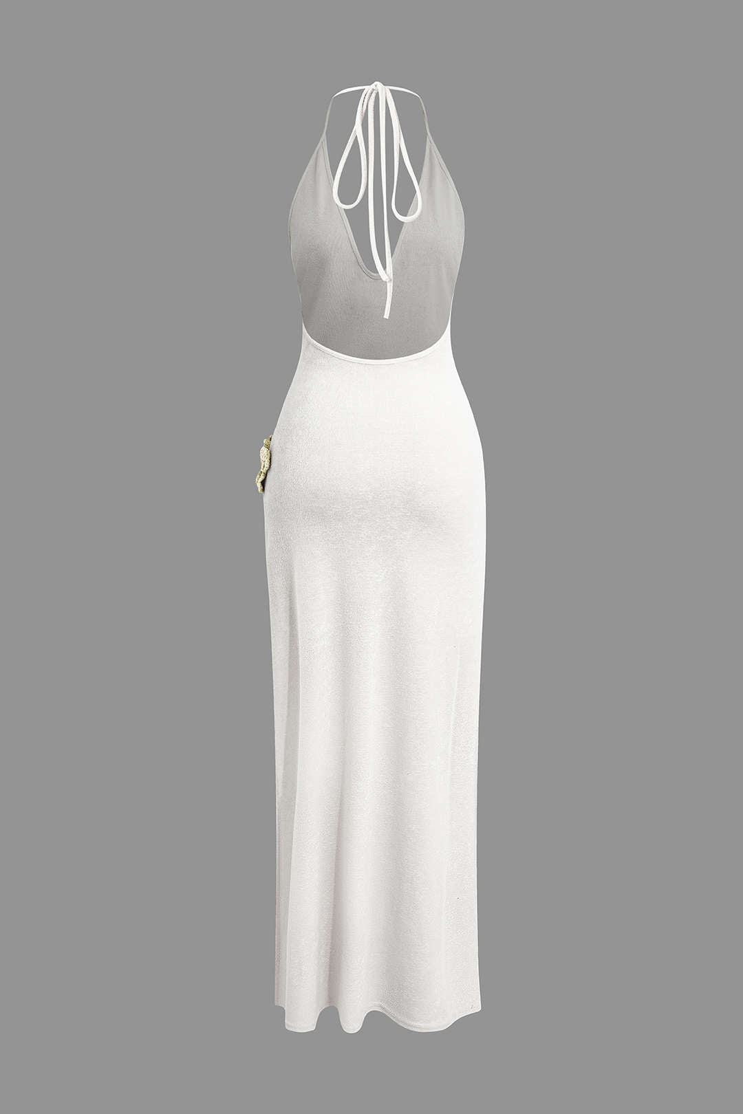 3D Flower V-Neck Backless Split Maxi Dress 