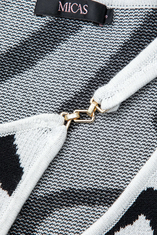 Line Pattern Cut Out Slit Wide Maxi Dress 