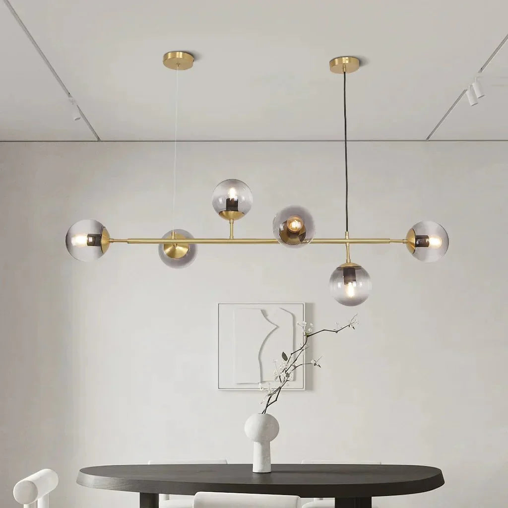 Glass Globe Pendant Light Multi Shade | Metal Frame E27 Max 40W | Opal Clear Smoke Amber | Modern Dining Living Room Lighting Anzo