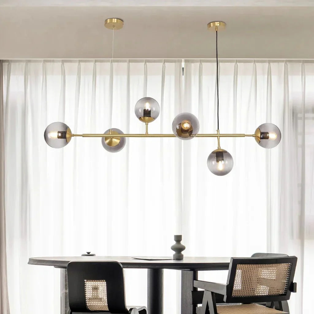 Glass Globe Pendant Light Multi Shade | Metal Frame E27 Max 40W | Opal Clear Smoke Amber | Modern Dining Living Room Lighting Anzo
