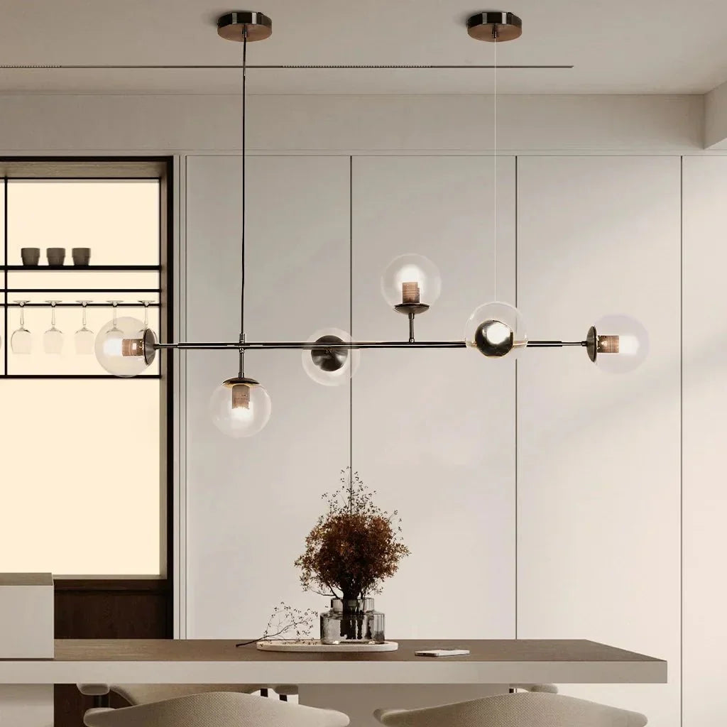 Glass Globe Pendant Light Multi Shade | Metal Frame E27 Max 40W | Opal Clear Smoke Amber | Modern Dining Living Room Lighting Anzo