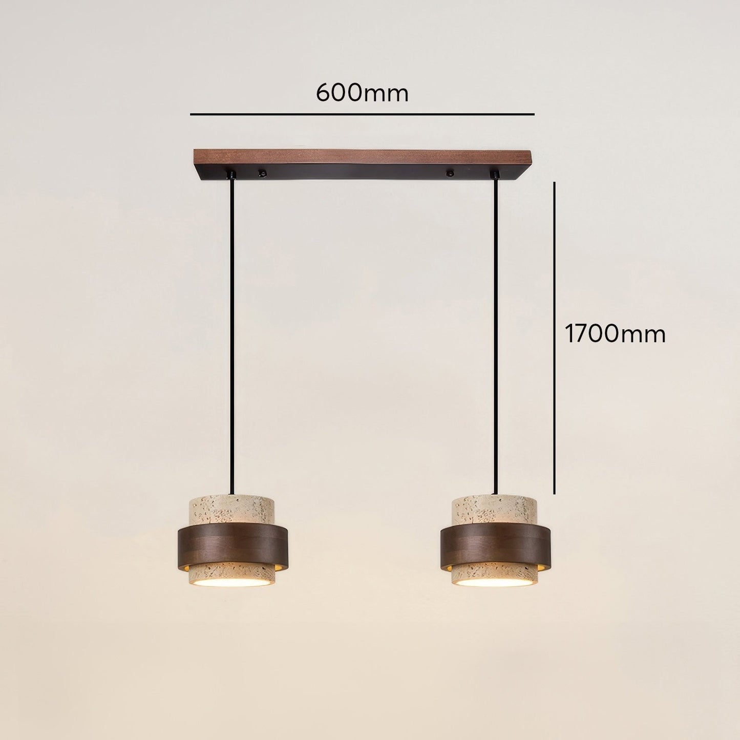 Wabi-Sabi Pendant Light Travertine Stone Wood | GX53 LED 6-10W | Minimalist Bedside Hanging Lamp | Adjustable Cable Ascend