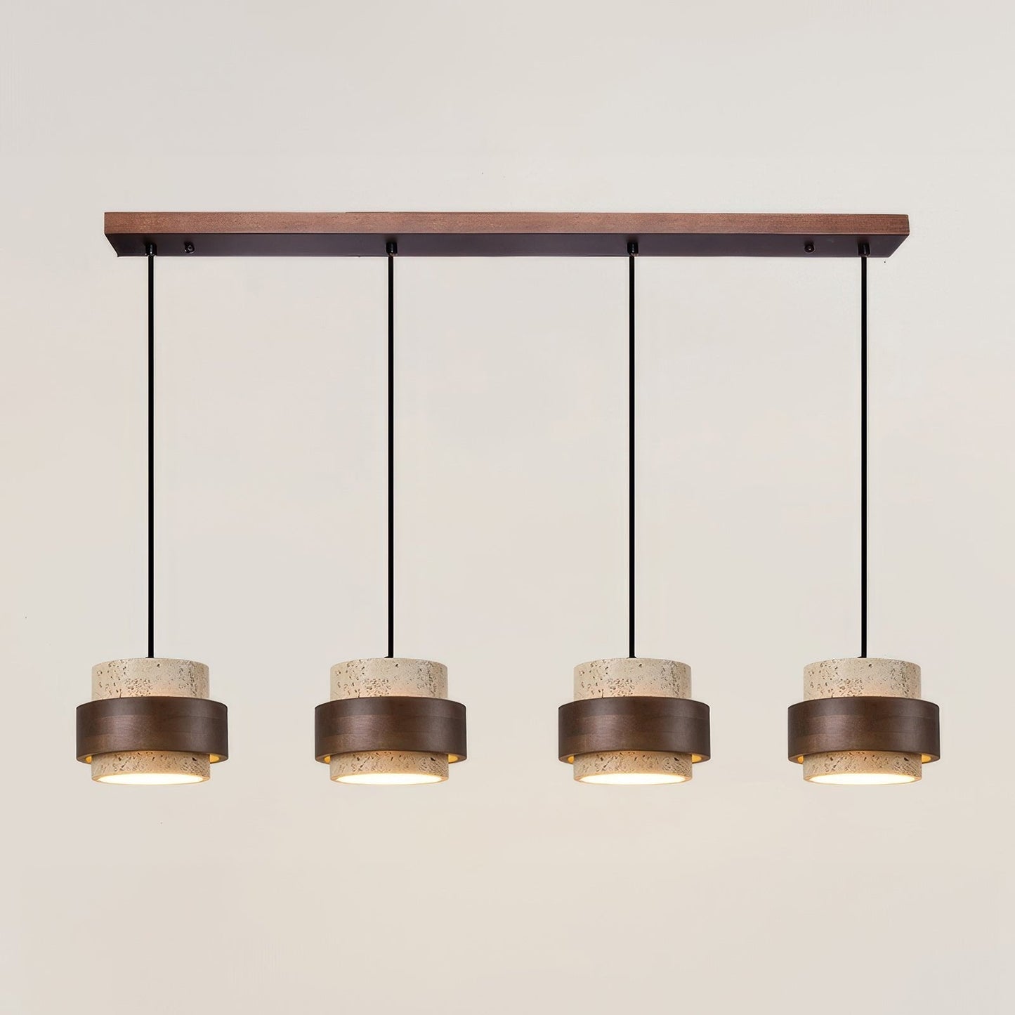 Wabi-Sabi Pendant Light Travertine Stone Wood | GX53 LED 6-10W | Minimalist Bedside Hanging Lamp | Adjustable Cable Ascend