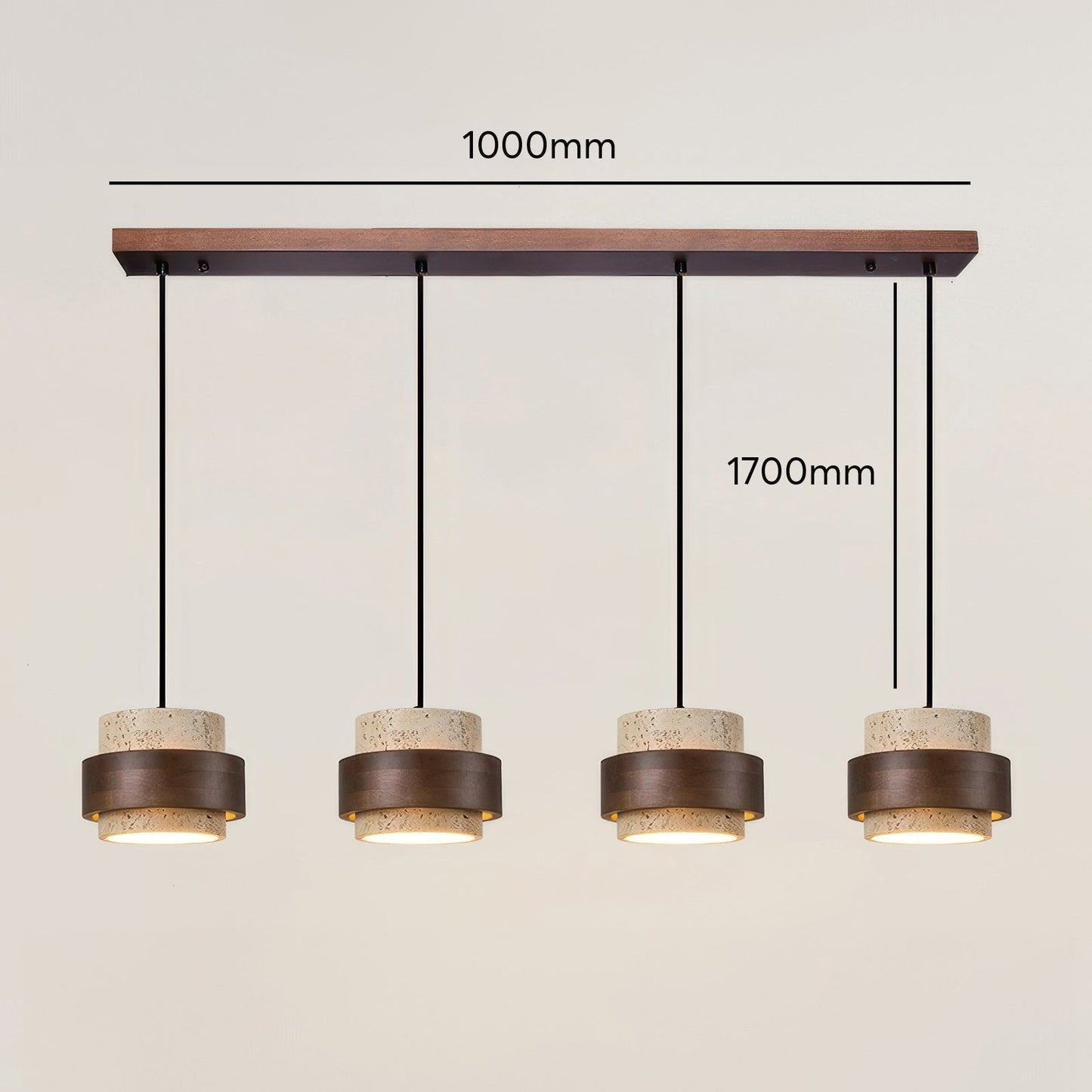 Wabi-Sabi Pendant Light Travertine Stone Wood | GX53 LED 6-10W | Minimalist Bedside Hanging Lamp | Adjustable Cable Ascend