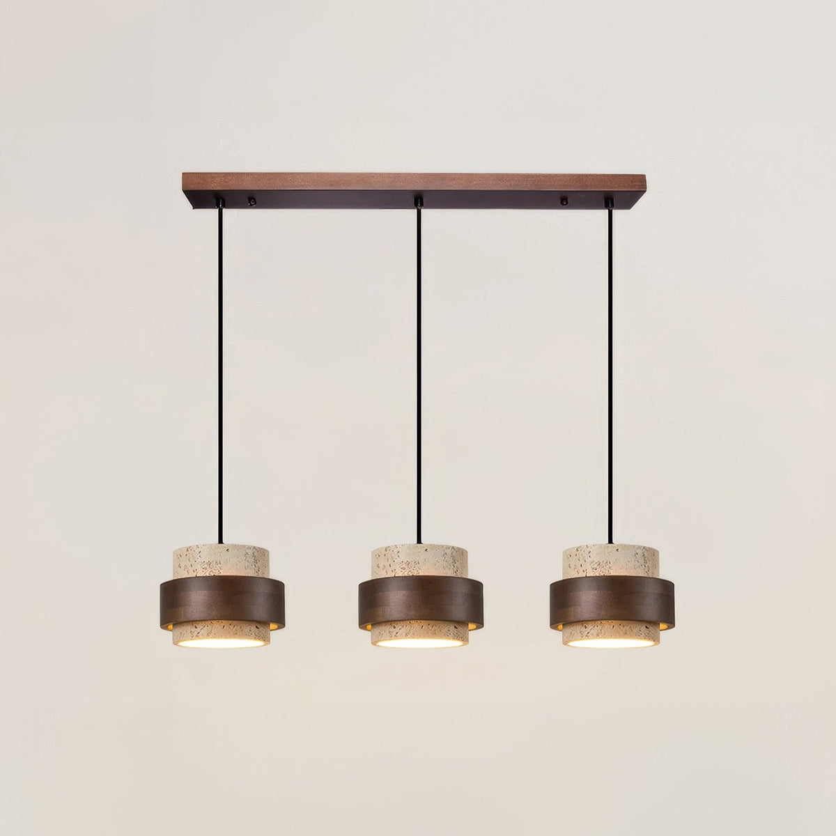 Wabi-Sabi Pendant Light Travertine Stone Wood | GX53 LED 6-10W | Minimalist Bedside Hanging Lamp | Adjustable Cable Ascend