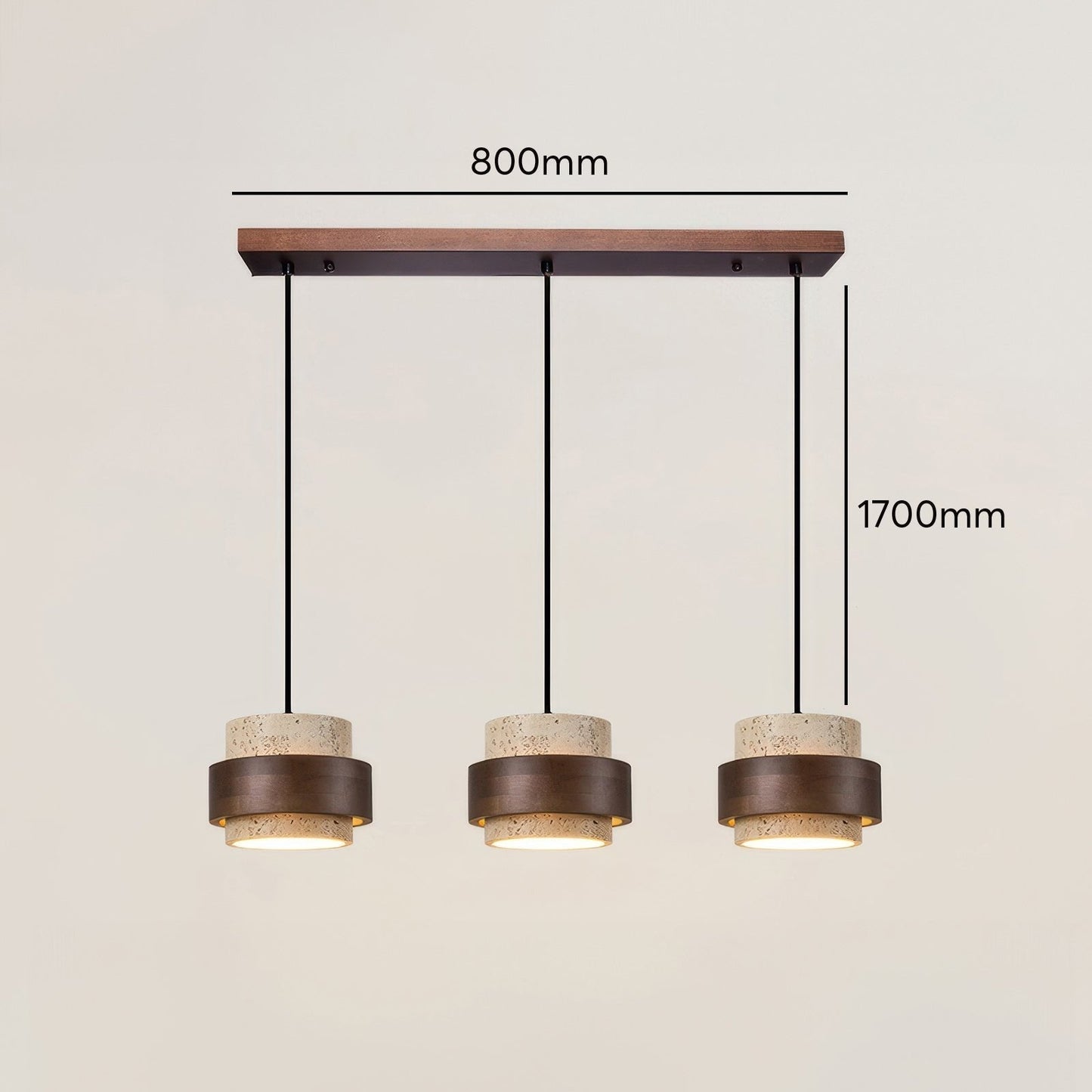 Wabi-Sabi Pendant Light Travertine Stone Wood | GX53 LED 6-10W | Minimalist Bedside Hanging Lamp | Adjustable Cable Ascend