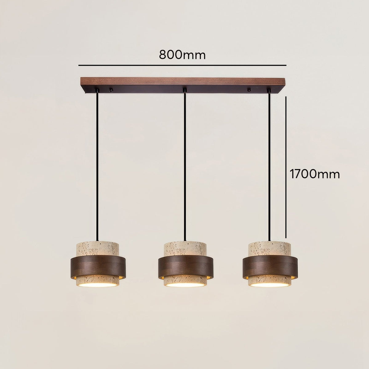 Wabi-Sabi Pendant Light Travertine Stone Wood | GX53 LED 6-10W | Minimalist Bedside Hanging Lamp | Adjustable Cable Ascend