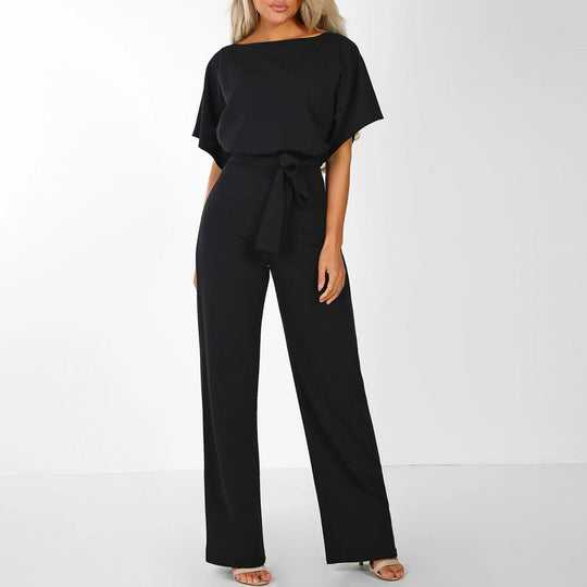 Women's Elegant Jumpsuit with Wide Legs and Belt
