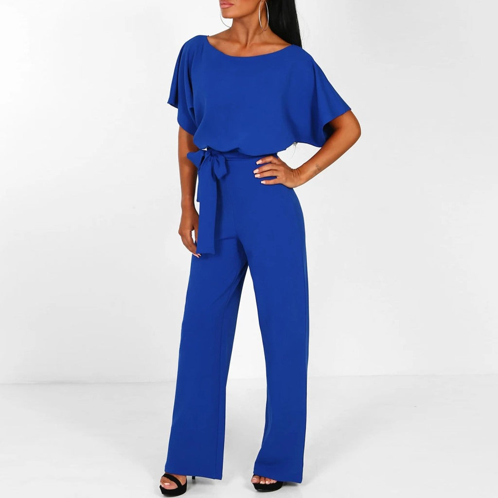 Women's Elegant Jumpsuit with Wide Legs and Belt