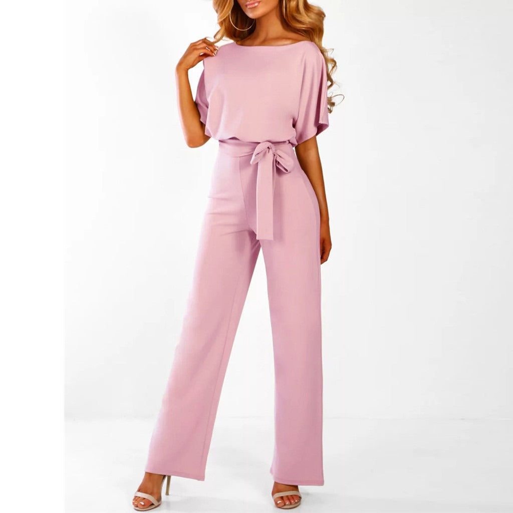 Women's Elegant Jumpsuit with Wide Legs and Belt