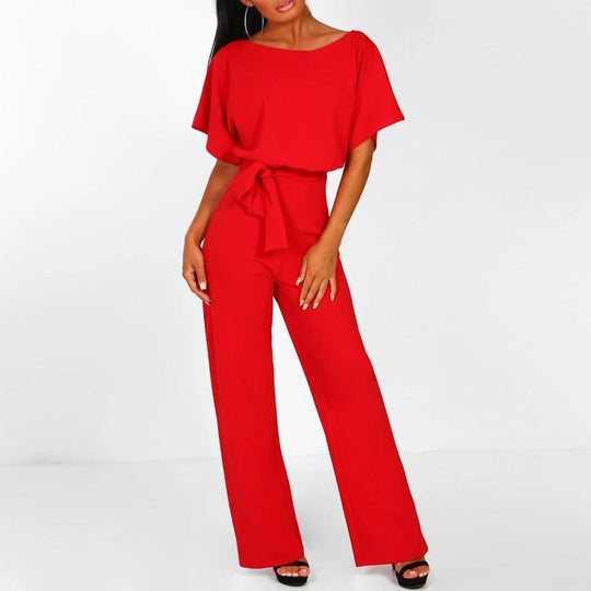 Women's Elegant Jumpsuit with Wide Legs and Belt