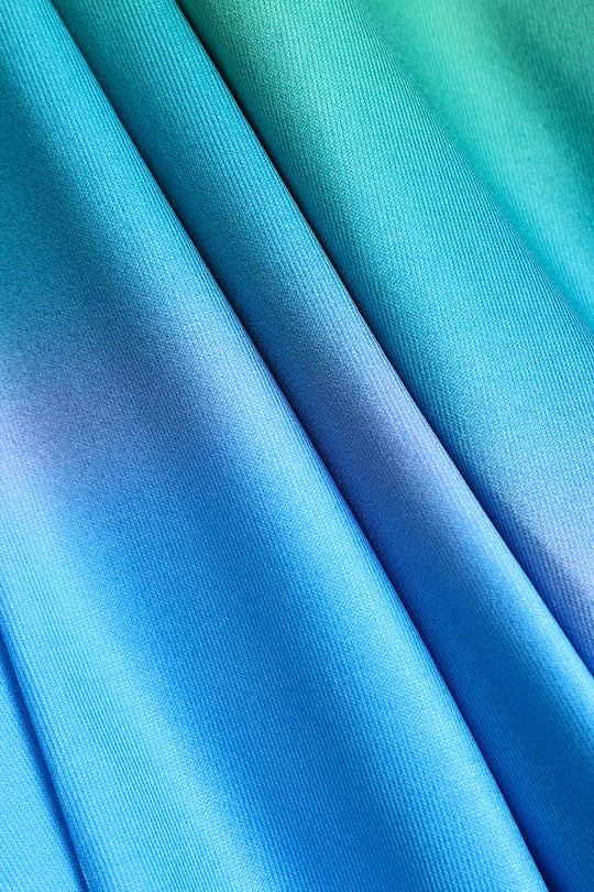 Ombre Print Ruched Backless Midi Dress