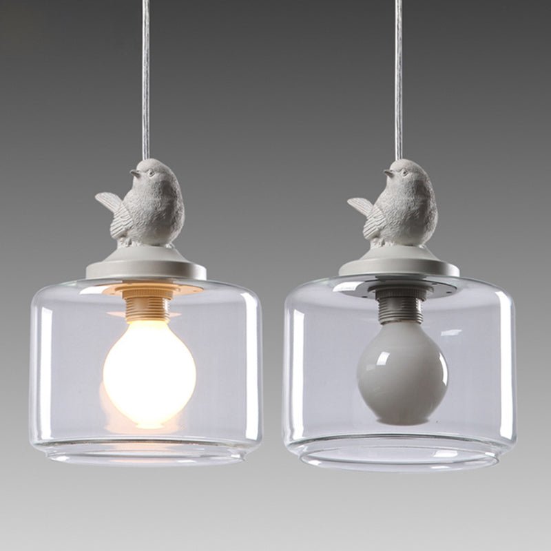 Bird Pendant Lamp | Glass-Stone Ceiling Light with Bird Motif | E27 LED Lamp | Modern Decorative Lighting | 20 cm