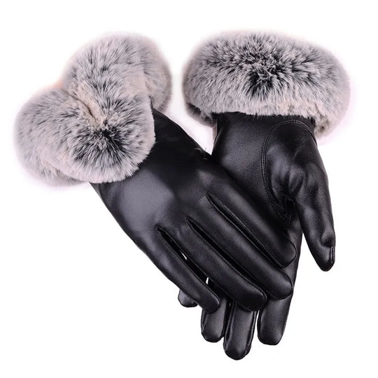 Winter Gloves with Faux Fur Trim for Women | Ideal for Cold Days