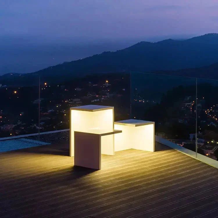 Block Lane Solar Outdoor Lamp | Minimalist LED Concrete Design | Warm White IP65 Waterproof Lighting