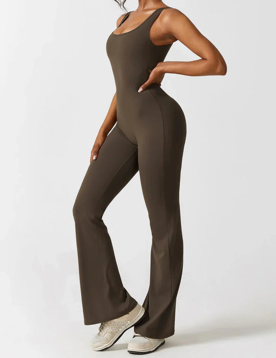 Women's Flared Jumpsuit with V-Back – Shaping &amp; Comfort for Every Day