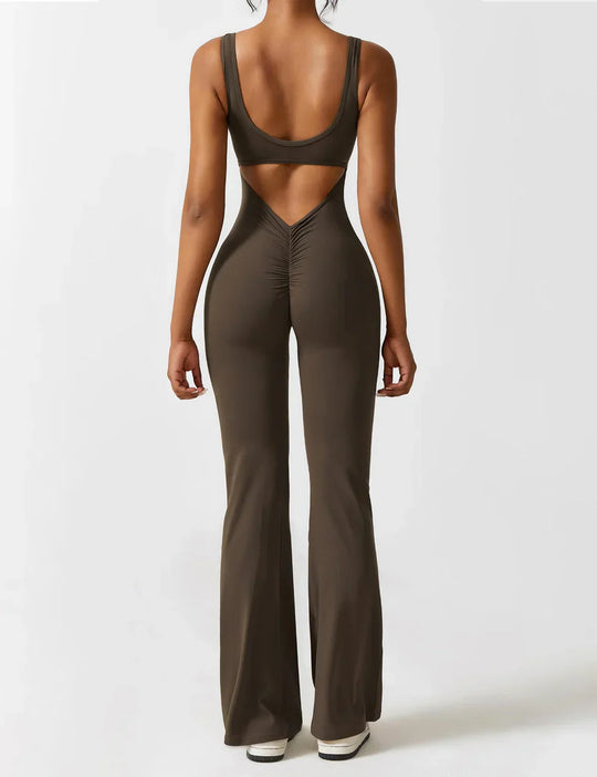 Women's Flared Jumpsuit with V-Back – Shaping &amp; Comfort for Every Day