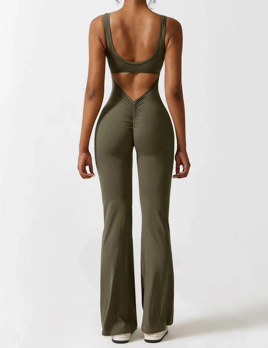 Women's Flared Jumpsuit with V-Back – Shaping &amp; Comfort for Every Day