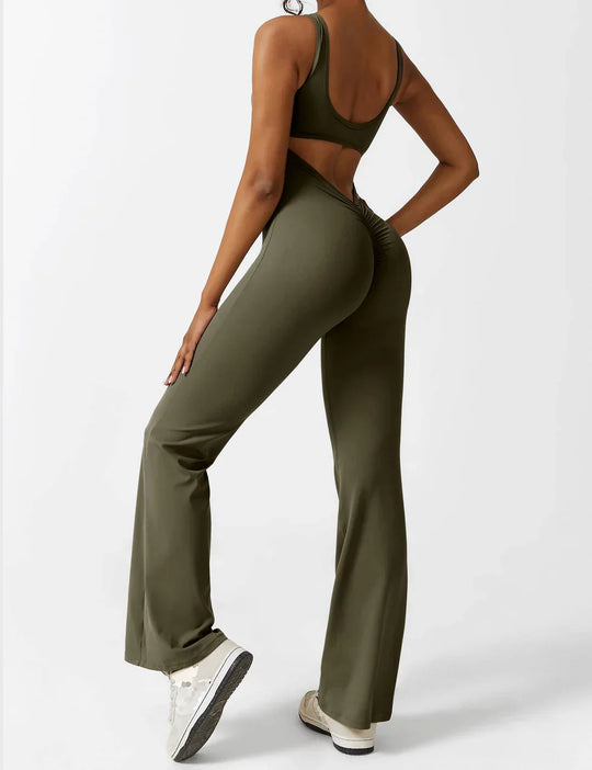 Women's Flared Jumpsuit with V-Back – Shaping &amp; Comfort for Every Day