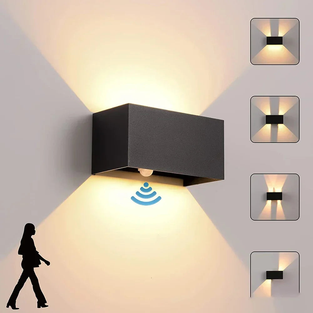 Numina Outdoor Wall Lamp with Motion Sensor | LED IP65 Waterproof Security Light | Modern Black
