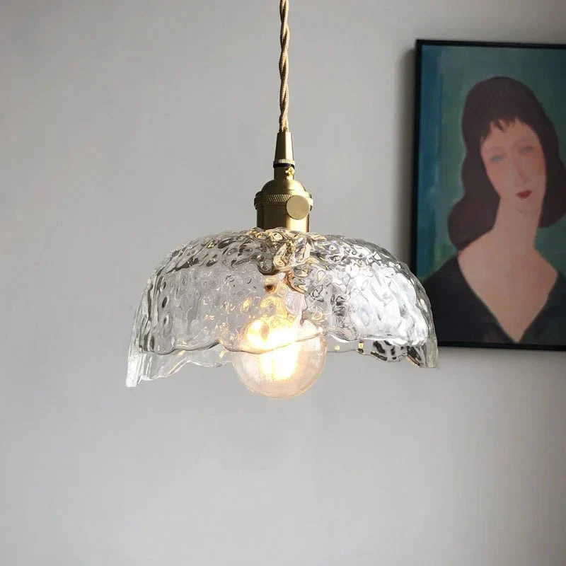 Irregular Glass Pendant Lamp | Brass & Glass Design | E27 Socket | Modern Decorative Hanging Light | Indoor Ceiling Lighting