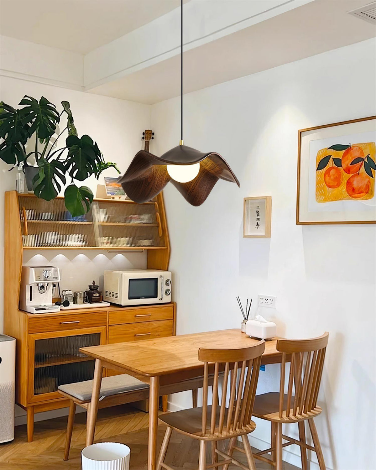 Casia Unique Pendant Lamp | Lotus Leaf-Inspired Metal & Resin Ceiling Light | G9 LED 5W | Artistic Water-Transfer Design | Adjustable Hanging Height