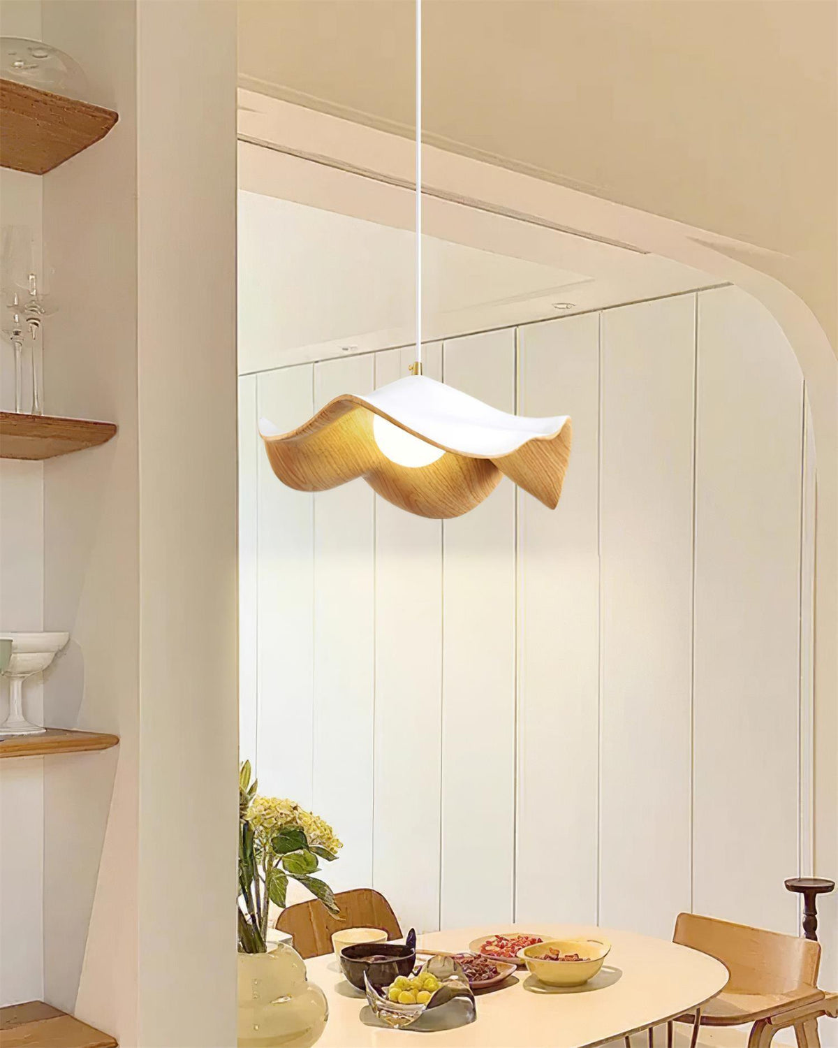 Casia Unique Pendant Lamp | Lotus Leaf-Inspired Metal & Resin Ceiling Light | G9 LED 5W | Artistic Water-Transfer Design | Adjustable Hanging Height