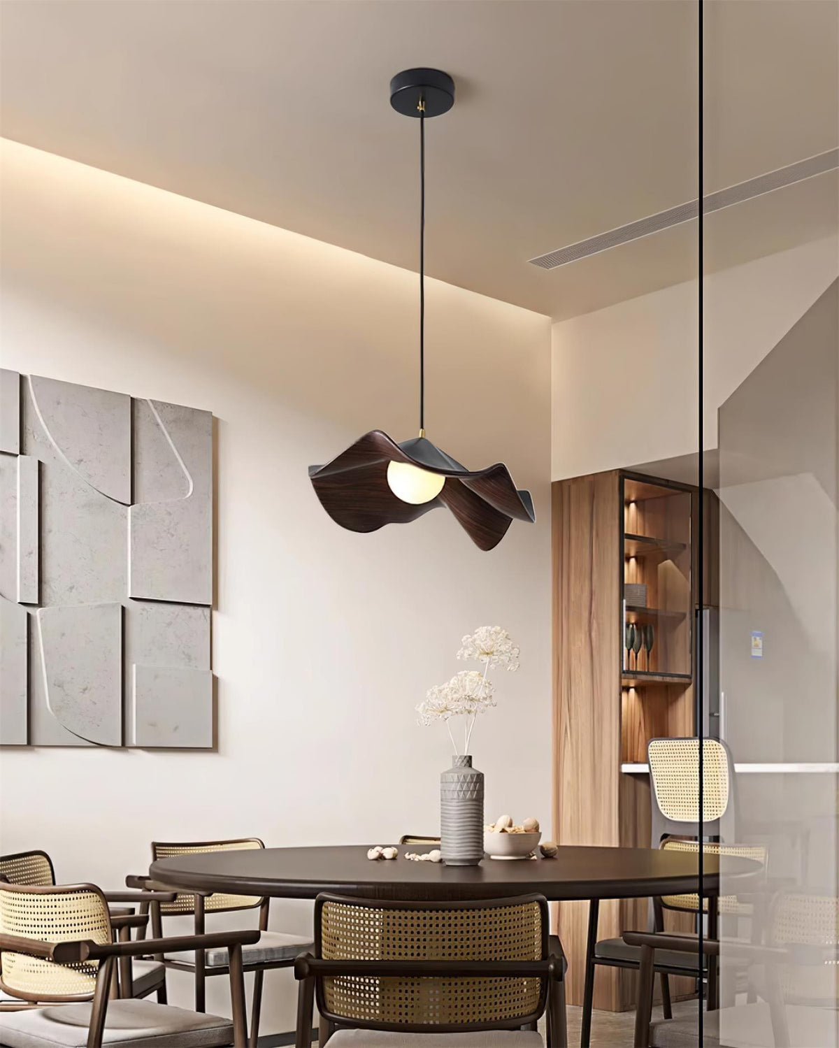 Casia Unique Pendant Lamp | Lotus Leaf-Inspired Metal & Resin Ceiling Light | G9 LED 5W | Artistic Water-Transfer Design | Adjustable Hanging Height