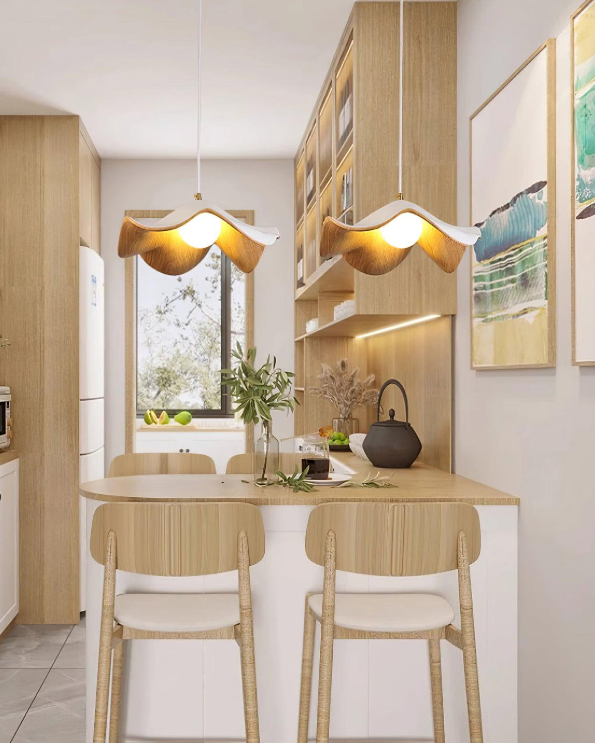Casia Unique Pendant Lamp | Lotus Leaf-Inspired Metal & Resin Ceiling Light | G9 LED 5W | Artistic Water-Transfer Design | Adjustable Hanging Height