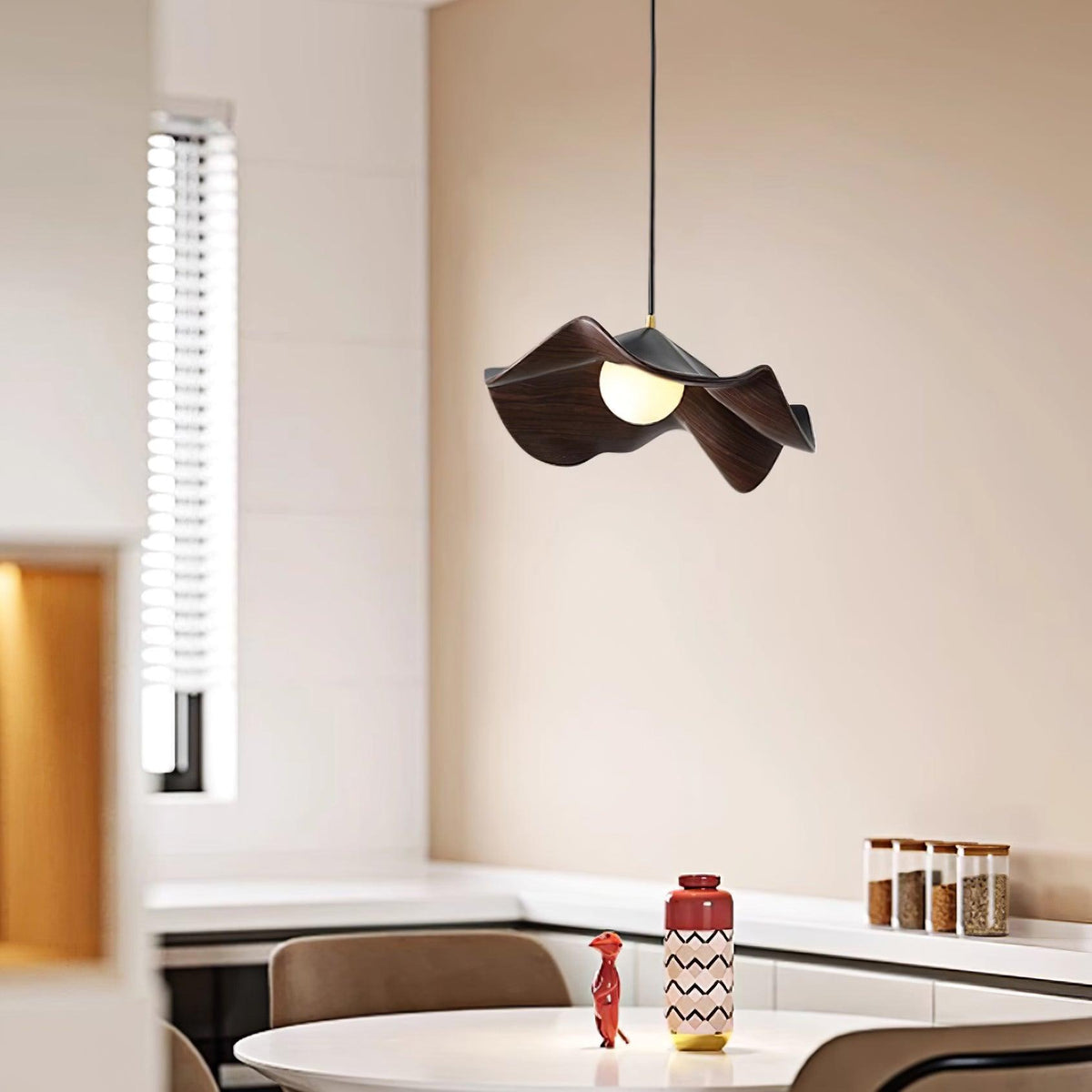 Casia Unique Pendant Lamp | Lotus Leaf-Inspired Metal & Resin Ceiling Light | G9 LED 5W | Artistic Water-Transfer Design | Adjustable Hanging Height