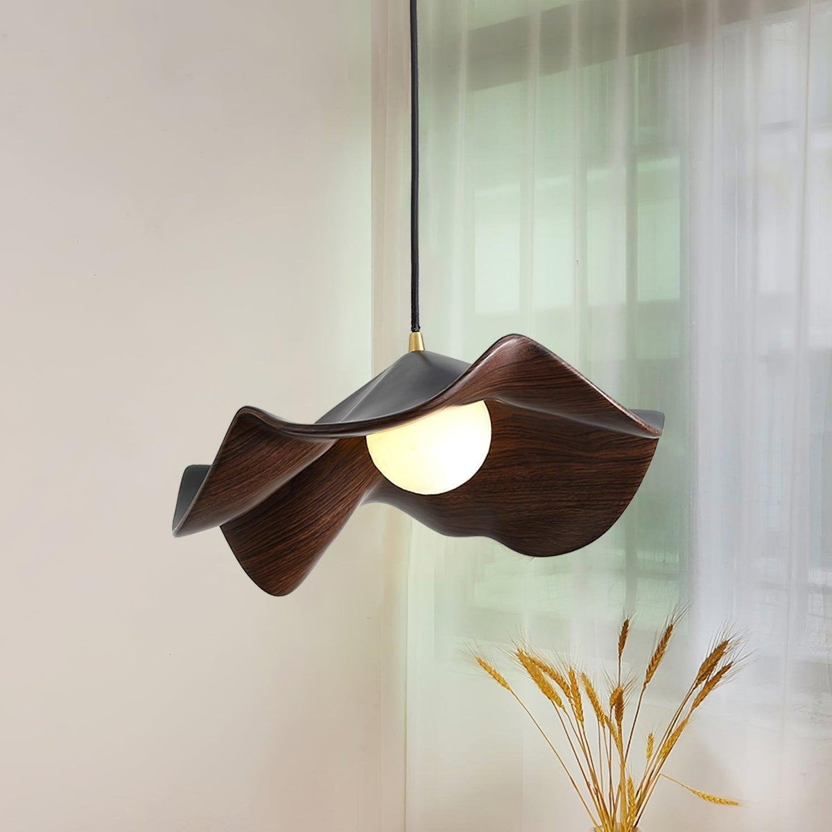 Casia Unique Pendant Lamp | Lotus Leaf-Inspired Metal & Resin Ceiling Light | G9 LED 5W | Artistic Water-Transfer Design | Adjustable Hanging Height