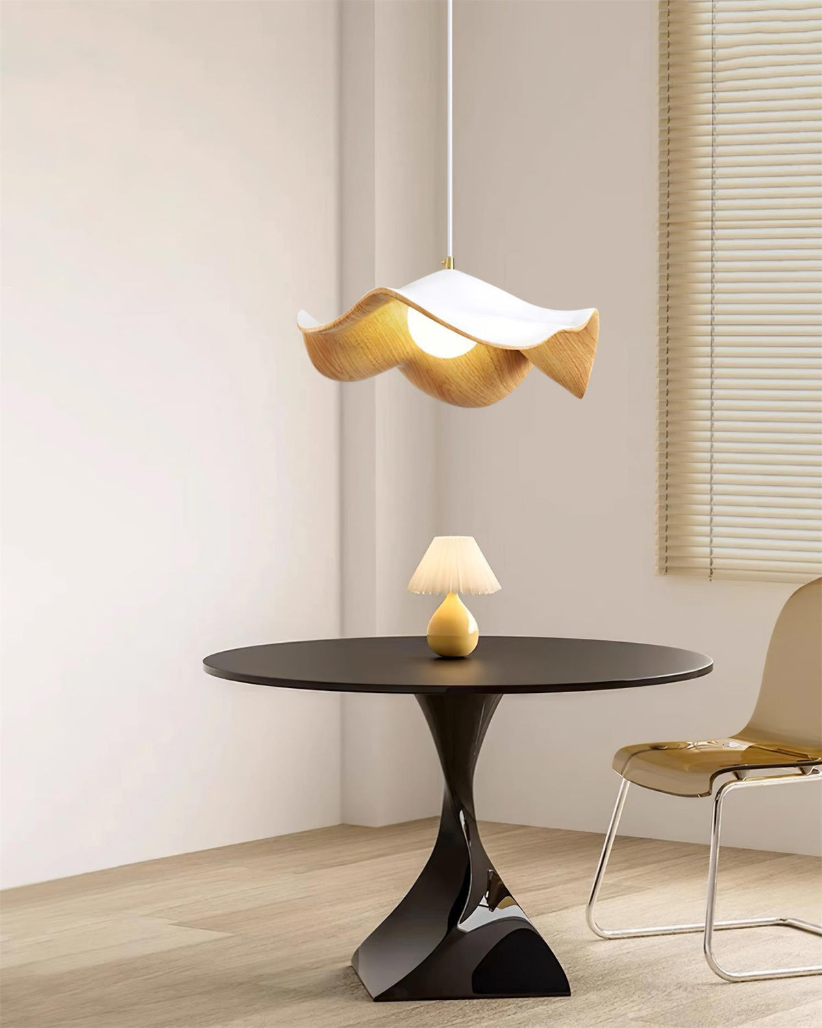 Casia Unique Pendant Lamp | Lotus Leaf-Inspired Metal & Resin Ceiling Light | G9 LED 5W | Artistic Water-Transfer Design | Adjustable Hanging Height