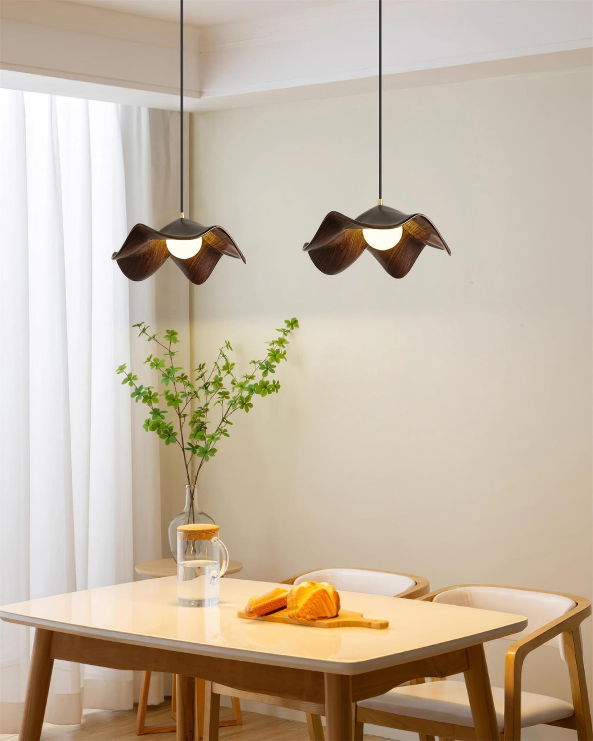 Casia Unique Pendant Lamp | Lotus Leaf-Inspired Metal & Resin Ceiling Light | G9 LED 5W | Artistic Water-Transfer Design | Adjustable Hanging Height