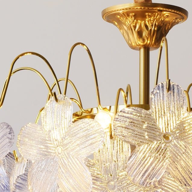 Vintage flower chandelier made of stained glass for the living room