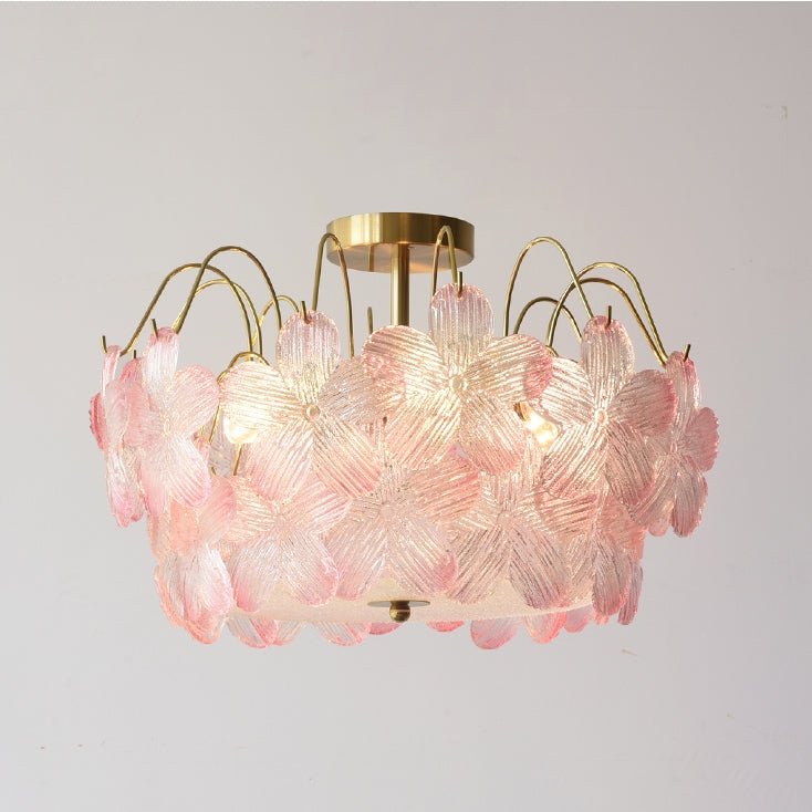 Vintage flower chandelier made of stained glass for the living room