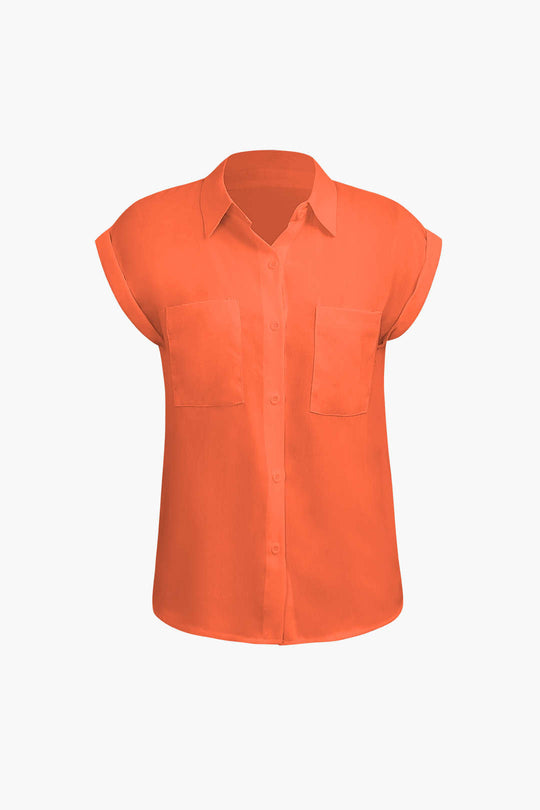 Vittoria - Minimalist Rolled Sleeve Knotted Hem Women's Shirt