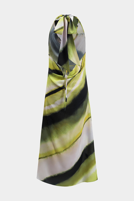 Abstract Print Sleeveless Backless Slip Maxi Dress 