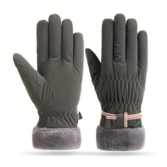 Women's Winter Gloves with Bow and Touchscreen Function | Ideal for Outdoor Sports