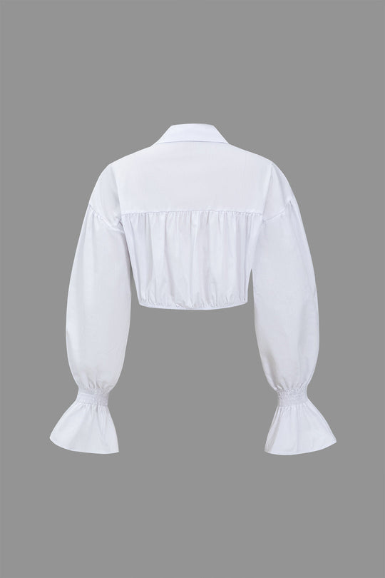 Winnie - Unique bell sleeve design for women's denim shirt