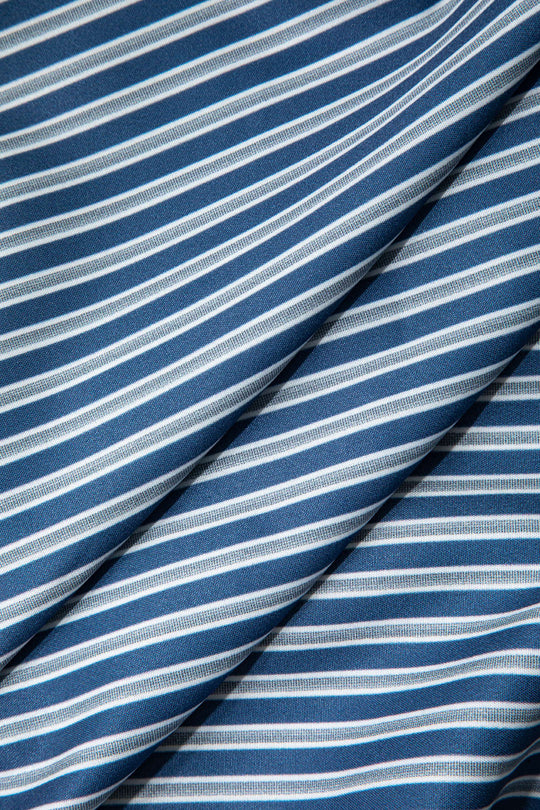 Tisiphone - Chic Striped Print Women's Cap Sleeve Button Shirt