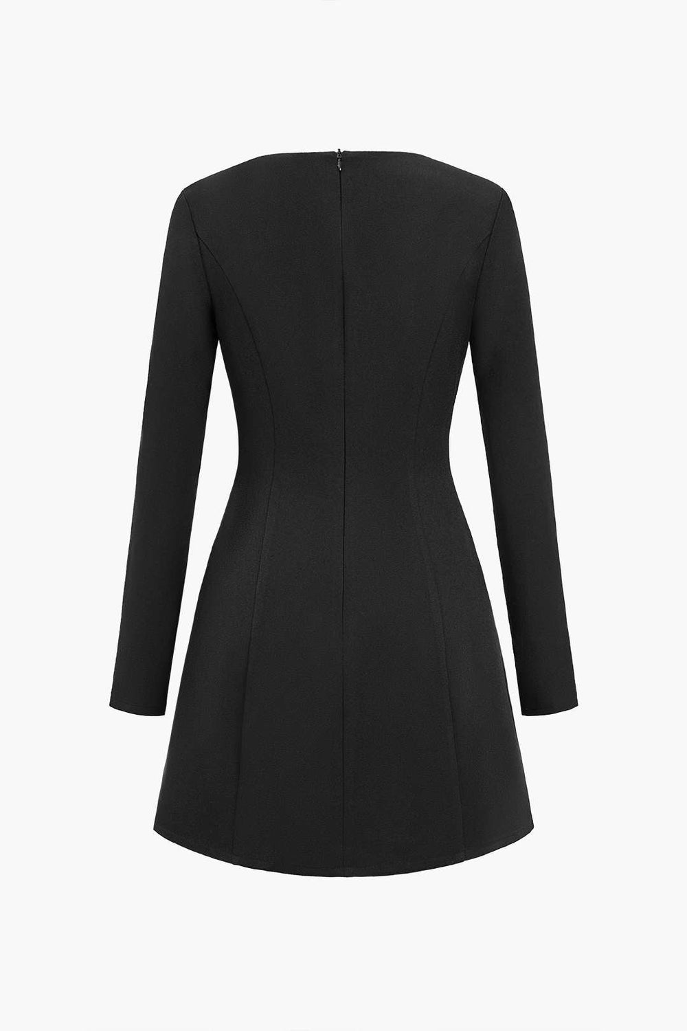 Plain Button Zipper Asymmetrical Mini Dress 