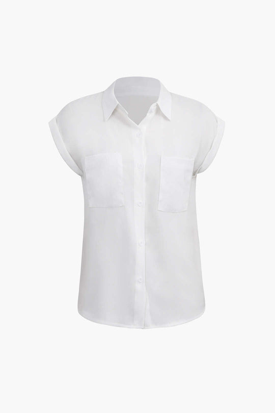 Vittoria - Minimalist Rolled Sleeve Knotted Hem Women's Shirt
