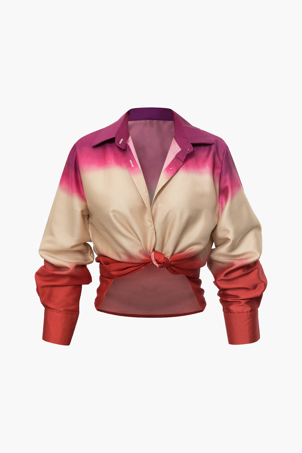 Xanthe - Tight Satin Ombre Women's Long Sleeve Shirt