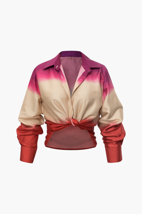Xanthe - Tight Satin Ombre Women's Long Sleeve Shirt