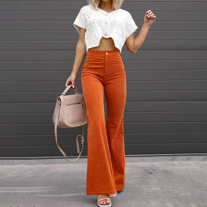 Women's High-Waisted Flared Trousers | Ideal for Everyday Wear or Special Occasions
