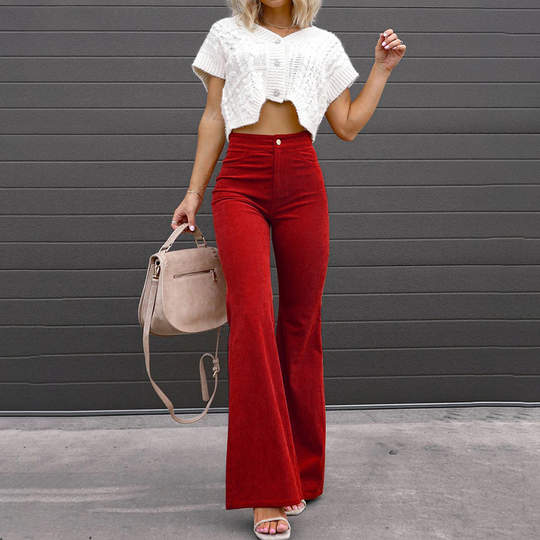 Women's High-Waisted Flared Trousers | Ideal for Everyday Wear or Special Occasions