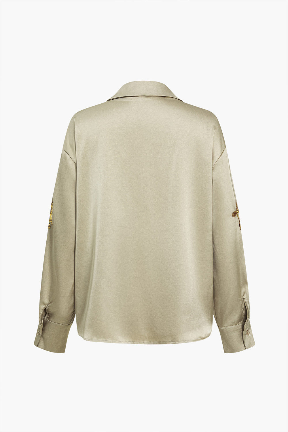 Mabel - Stylish Split Design Shirt for Women with Sequins and Long Sleeves