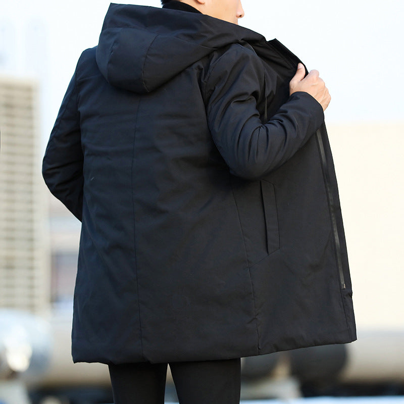 Men's Mid-Length Lined Jacket | Hooded &amp; Zipped | Comfortable Outer Layer