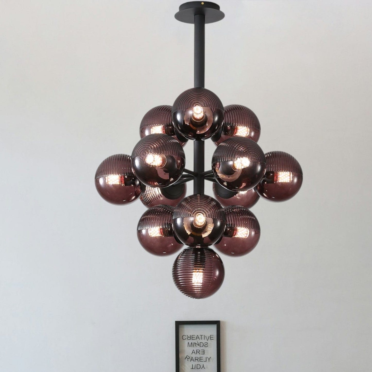 Grape Pendant Lamp Black Glass Cluster Ceiling Light | Decorative Sculptural Design | G9 LED Compatible | Statement Indoor Lighting