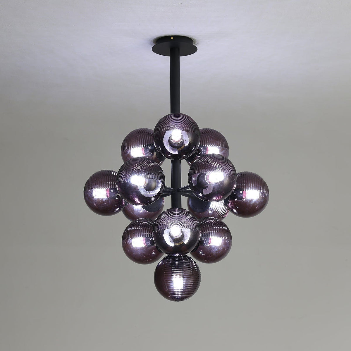 Grape Pendant Lamp Black Glass Cluster Ceiling Light | Decorative Sculptural Design | G9 LED Compatible | Statement Indoor Lighting